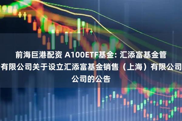 前海巨港配资 A100ETF基金: 汇添富基金管理股份有限公司关于设立汇添富基金销售（上海）有限公司的公告